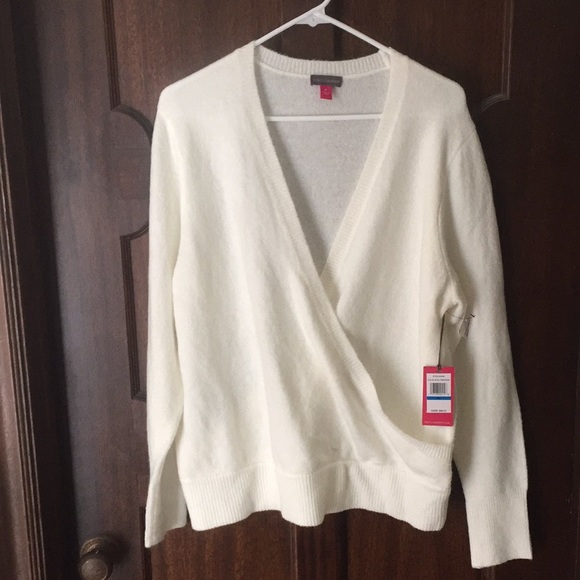 Vince Camuto Sweaters - NWT Vince Camuto Winter White Surplice-Neck Wrap Sweater Women's Size XL